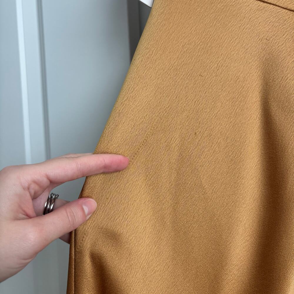 Jenny Yoo Marigold Gold Satin Cowl Neck Midi Dress Wedding Guest - Picture 15 of 16